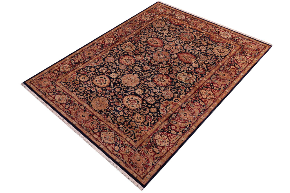 handmade Transitional Anmol Agra Blue Red Hand Knotted RECTANGLE 100% WOOL area rug 5x7