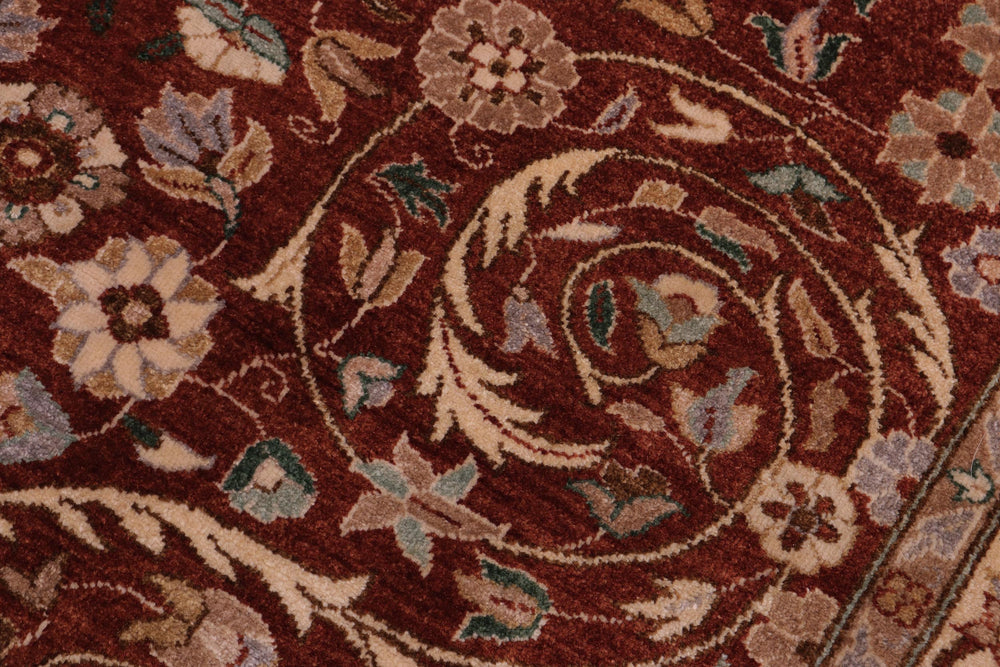 handmade Traditional Lahore Rust Tan Hand Knotted RECTANGLE 100% WOOL area rug 5' x 7'