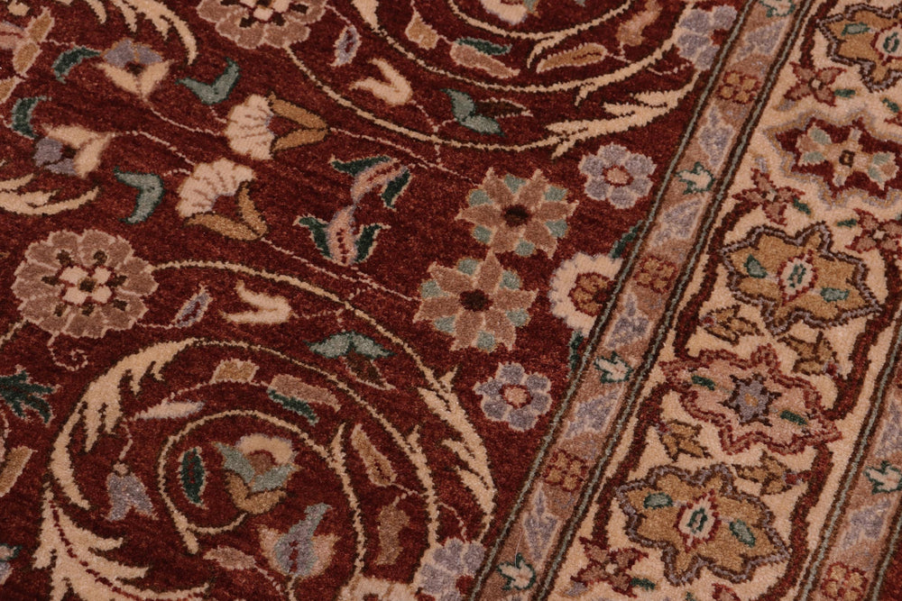 handmade Traditional Lahore Rust Tan Hand Knotted RECTANGLE 100% WOOL area rug 5' x 7'