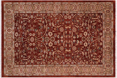handmade Traditional Lahore Rust Tan Hand Knotted RECTANGLE 100% WOOL area rug 5' x 7'