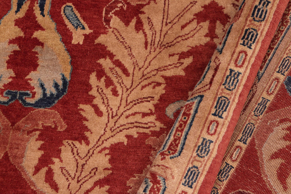 handmade Traditional Lahore Rust Tan Hand Knotted RECTANGLE 100% WOOL area rug 5' x 7'