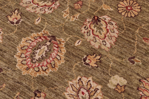 handmade Traditional Kafkaz Lt. Green Ivory Hand Knotted RECTANGLE 100% WOOL area rug 5x7