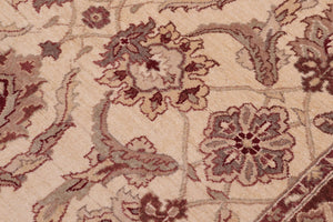 handmade Transitional Kafkaz Ivory Brown Hand Knotted RECTANGLE 100% WOOL area rug 5' x 7'