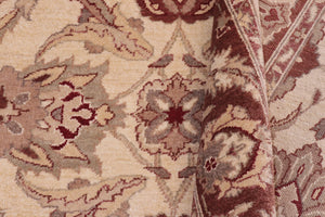 handmade Transitional Kafkaz Ivory Brown Hand Knotted RECTANGLE 100% WOOL area rug 5' x 7'