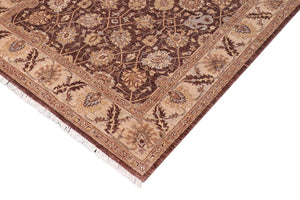 handmade Transitional Kafkaz Brown Tan Hand Knotted RECTANGLE 100% WOOL area rug 5' x 7'