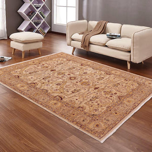 handmade Traditional Kafkaz Tan Gold Hand Knotted RECTANGLE 100% WOOL area rug 5x7
