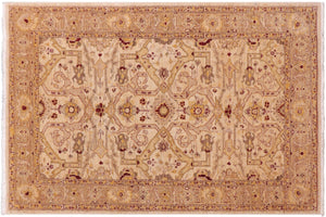 5x7 hand knotted Ziegler wool rug in tan and gold - Oriental Ziegler Junko