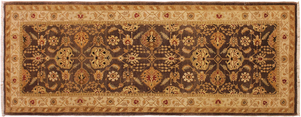 handmade Transitional Kafkaz Brown Beige Hand Knotted RUNNER 100% WOOL area rug 3' x 8'