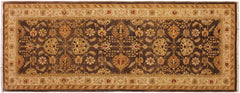 handmade Transitional Kafkaz Brown Beige Hand Knotted RUNNER 100% WOOL area rug 3' x 8'