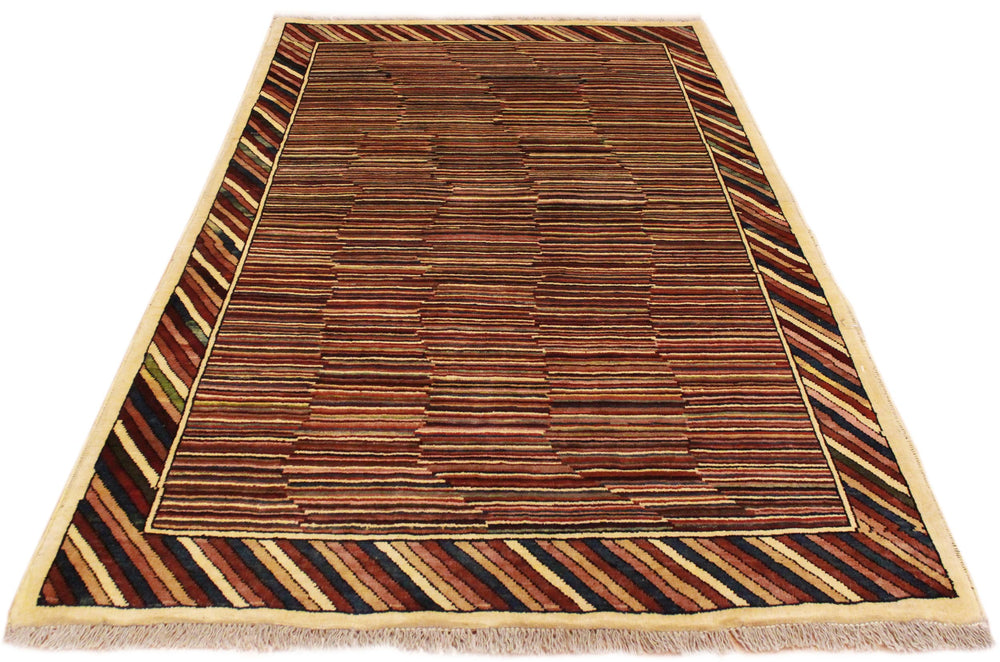 handmade Modern Gabbeh Blue Red Hand Knotted RECTANGLE 100% WOOL area rug 3' x 5'