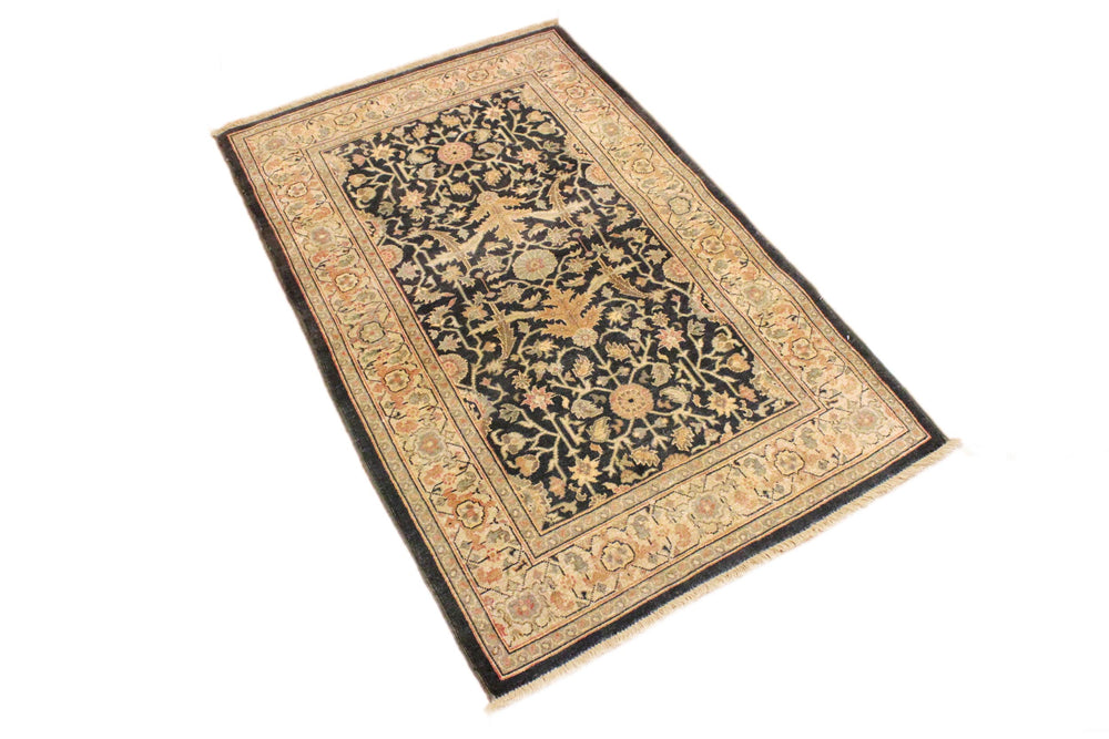 handmade Traditional Kafkaz Charcoal Tan Hand Knotted RECTANGLE 100% WOOL area rug 3x5