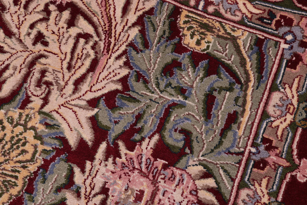 handmade Transitional Tulip Red Red Hand Knotted RECTANGLE 100% WOOL area rug 2x4