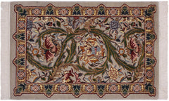 handmade Transitional Marry Gold Taupe Green Hand Knotted RECTANGLE 100% WOOL area rug 4x6