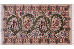 handmade Transitional Marry Gold Lt. Green Lt. Green Hand Knotted RECTANGLE 100% WOOL area rug 2x4