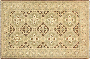 handmade Transitional Kafkaz Brown Green Hand Knotted RECTANGLE 100% WOOL area rug 4' x 7'