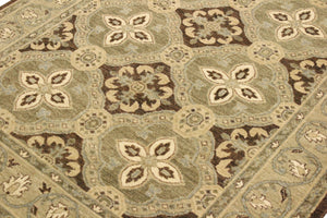handmade Transitional Kafkaz Brown Green Hand Knotted RECTANGLE 100% WOOL area rug 4' x 7'