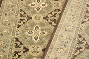 handmade Transitional Kafkaz Brown Green Hand Knotted RECTANGLE 100% WOOL area rug 4' x 7'