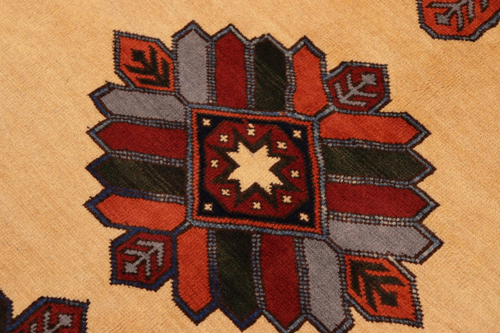 handmade Geometric Kargahi Beige Rust Hand Knotted RECTANGLE 100% WOOL area rug 10x13