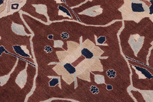 handmade Traditional Kafkaz Brown Lt. Blue Hand Knotted RECTANGLE 100% WOOL area rug 12x18