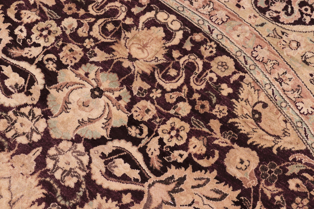 handmade Traditional Round Kashan Red Brown Hand Knotted ROUND 100% WOOL area rug 8' x 8'