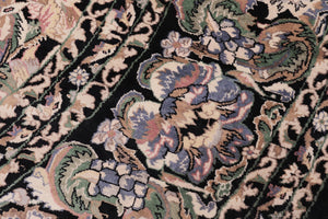 handmade Traditional Rasmi Romal Black Gray Hand Knotted ROUND 100% WOOL area rug 9'x9'