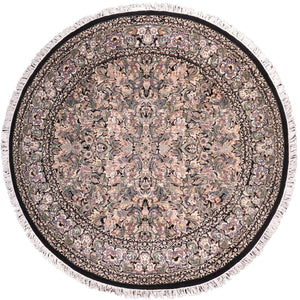 handmade Traditional Rasmi Romal Black Gray Hand Knotted ROUND 100% WOOL area rug 9'x9'