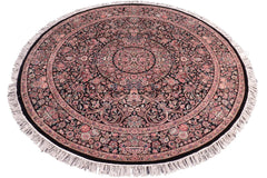 handmade Traditional Kashan Black Pink Hand Knotted ROUND 100% WOOL area rug 8'x8'