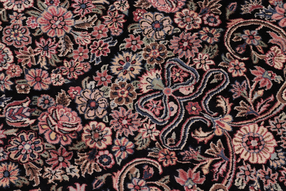 handmade Traditional Kashan Black Pink Hand Knotted ROUND 100% WOOL area rug 8'x8'
