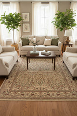 handmade Transitional  Ivory Green Hand Knotted RECTANGLE 100% WOOL area rug 9x14