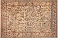 handmade Transitional  Ivory Green Hand Knotted RECTANGLE 100% WOOL area rug 9x14