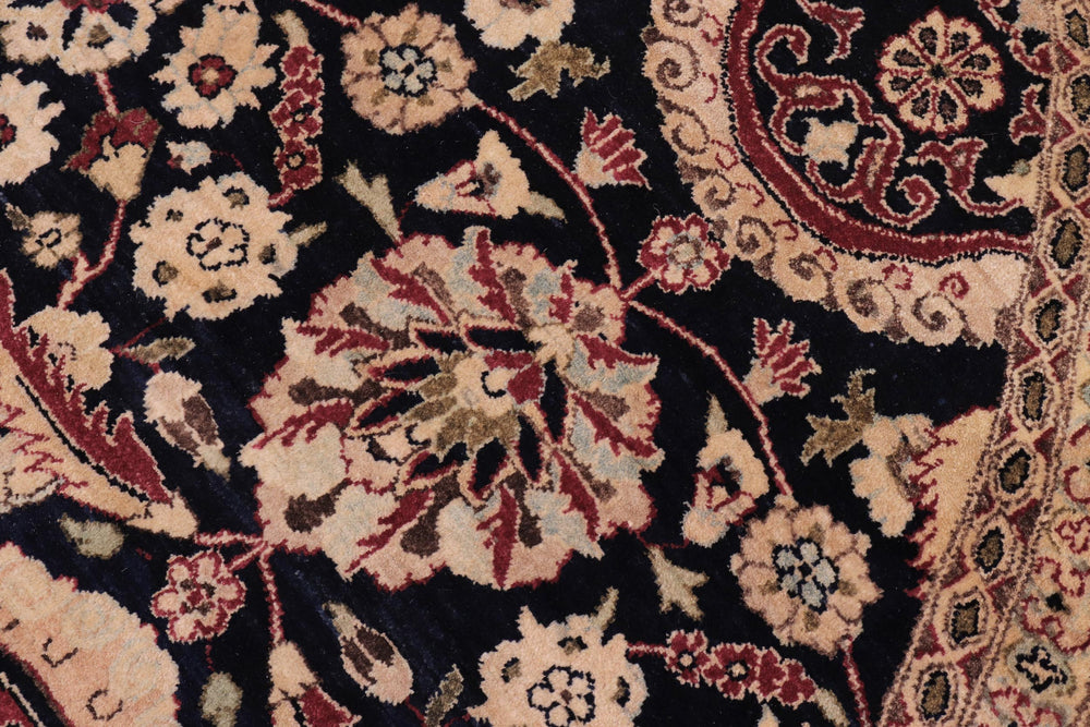 handmade Traditional Round Agra Tabriz Blue Tan Hand Knotted ROUND 100% WOOL area rug 8' x 8'