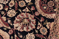handmade Traditional Round Agra Tabriz Blue Tan Hand Knotted ROUND 100% WOOL area rug 8' x 8'