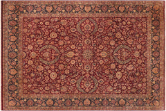 handmade Transitional Dabir Maroon Blue Hand Knotted RECTANGLE 100% WOOL area rug 10x14