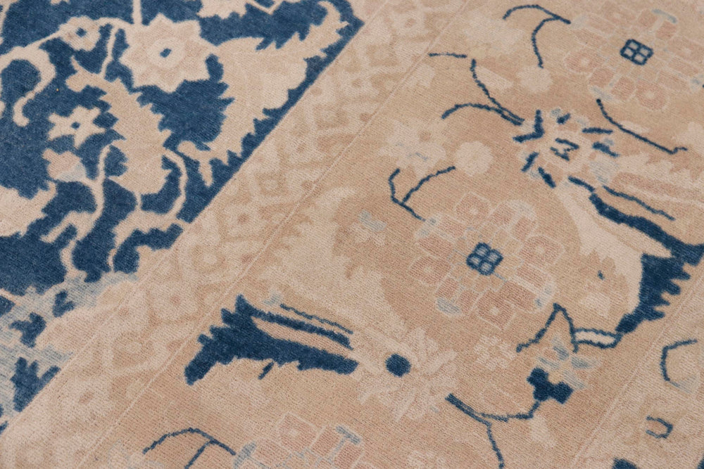 handmade Transitional Lahore Lt. Blue Tan Hand Knotted RECTANGLE 100% WOOL area rug 10' x 14'