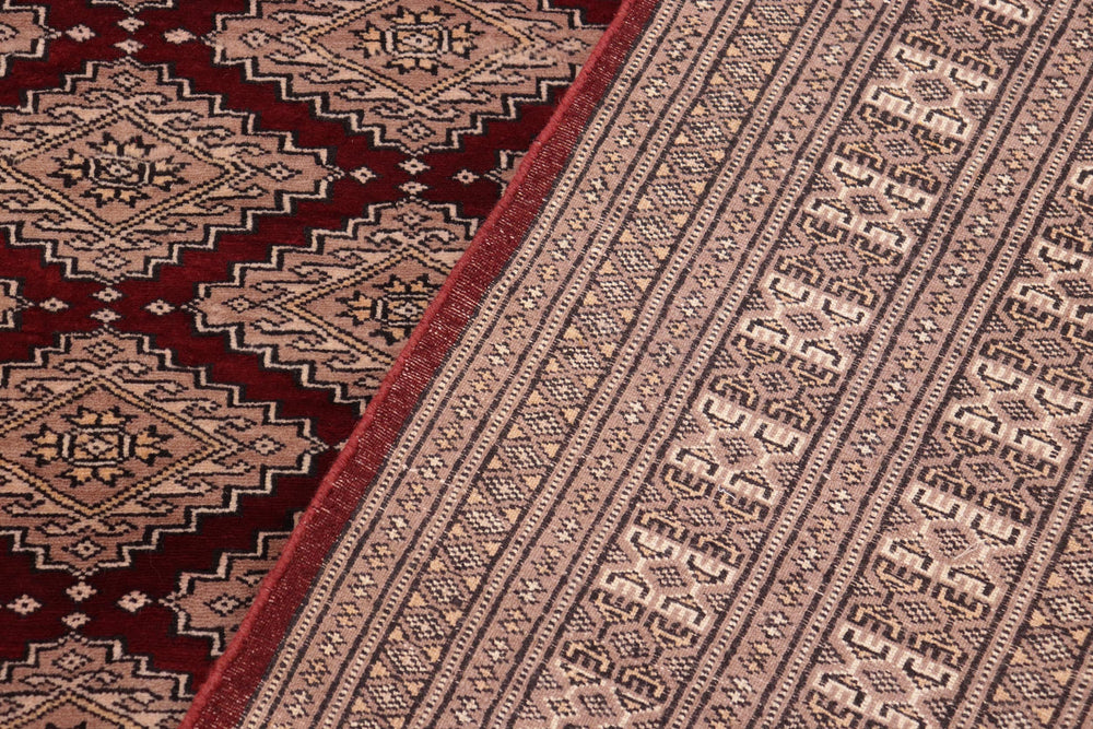 handmade Geometric Bokhara Red Lt. Brown Hand Knotted RECTANGLE 100% WOOL area rug 10X12