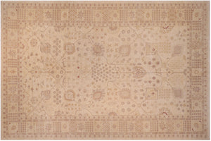 handmade Traditional Kafkaz Tan Tan Hand Knotted RECTANGLE 100% WOOL area rug 12x18