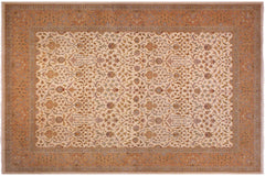 handmade Traditional  Ivory Gold Hand Knotted RECTANGLE 100% WOOL area rug 9' x 12'