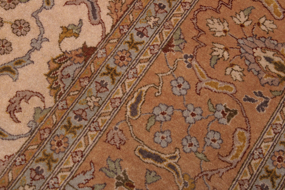 handmade Traditional  Ivory Gold Hand Knotted RECTANGLE 100% WOOL area rug 9' x 12'