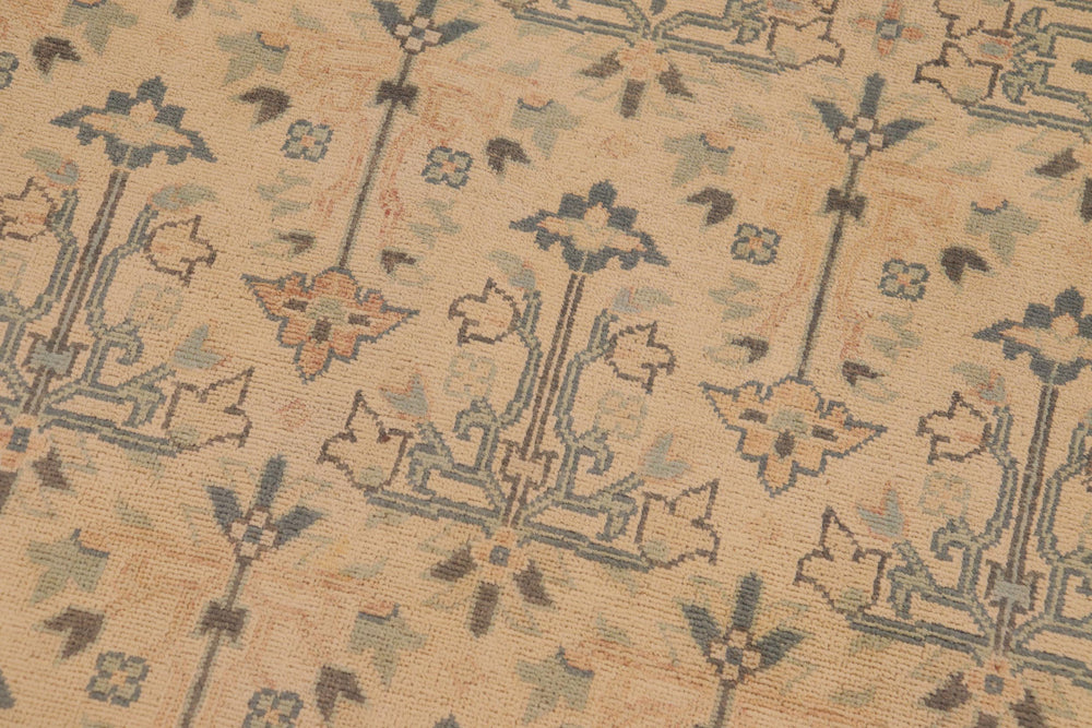 handmade Transitional Kafkaz Beige Blue Hand Knotted RECTANGLE 100% WOOL area rug 9x12