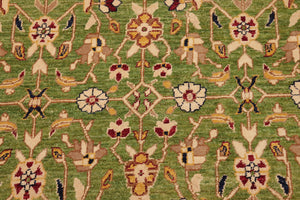 handmade Transitional Kafkaz Green Red Hand Knotted RECTANGLE 100% WOOL area rug 12' x 18'