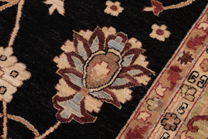 handmade Traditional Kafkaz Black Lt. Green Hand Knotted RECTANGLE 100% WOOL area rug 12x18