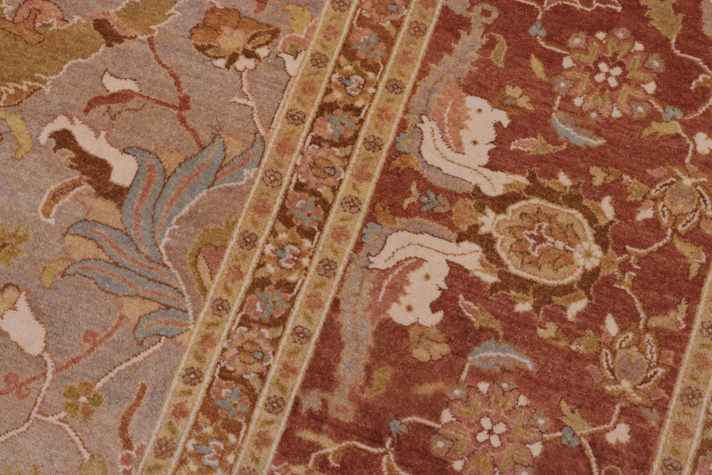 handmade Transitional Shama Taupe Rust Hand Knotted RECTANGLE 100% WOOL area rug 10x13