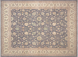 handmade Transitional Kafkaz Gray Ivory Hand Knotted RECTANGLE 100% WOOL area rug 12' x 15'