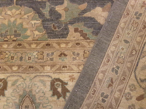 handmade Transitional Kafkaz Gray Ivory Hand Knotted RECTANGLE 100% WOOL area rug 12' x 15'