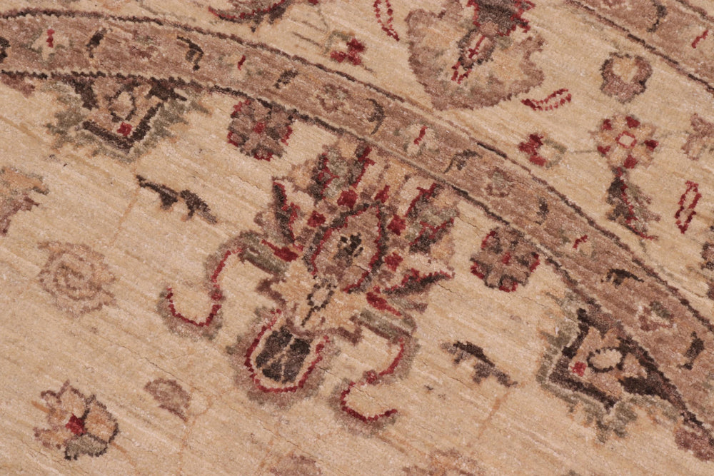 handmade Traditional Kafkaz Beige Rust Hand Knotted ROUND 100% WOOL area rug 6' x 6'