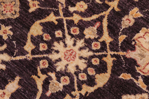 handmade Transitional Kafkaz Aubergine Ivory Hand Knotted RECTANGLE 100% WOOL area rug 12' x 15'