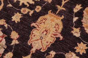 handmade Transitional Kafkaz Aubergine Ivory Hand Knotted RECTANGLE 100% WOOL area rug 12' x 15'