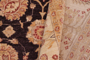 handmade Transitional Kafkaz Aubergine Ivory Hand Knotted RECTANGLE 100% WOOL area rug 12' x 15'