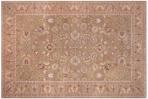 handmade Traditional Kafkaz Lt. Green Tan Hand Knotted RECTANGLE 100% WOOL area rug 12x17