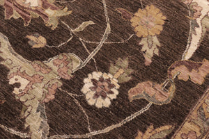 handmade Traditional Kafkaz Brown Lt. Gold Hand Knotted RECTANGLE 100% WOOL area rug 12x17
